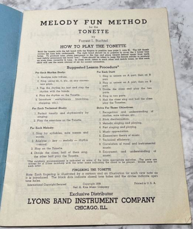 Tonette Instructional Booklet